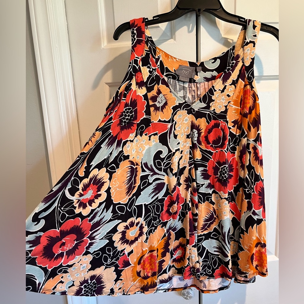 ANTHROPOLOGIE Swing, Scoop Neck, Wide Strap, Floral Print Tank Top